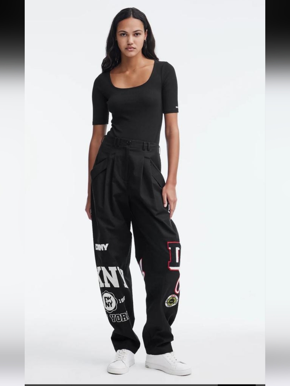 DKNY‎ Black Logo Embellished Trousers